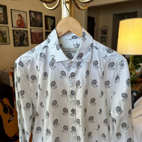 Wave & Wing Mens Patterned Shirt 15.5 - Picture 3 of 5